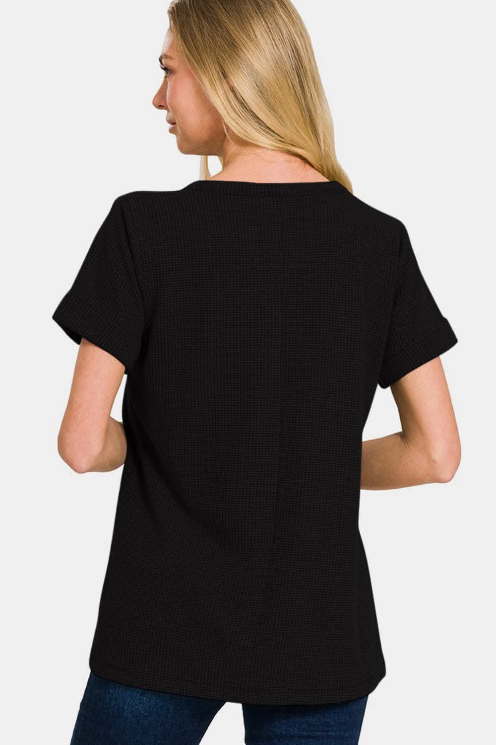 Chic notched short sleeve tee - Love Salve